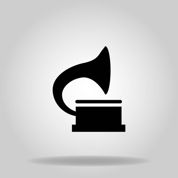 Logo oder Symbol des Grammophon-Symbols mit schwarzem Füllstil - Vektor, Bild