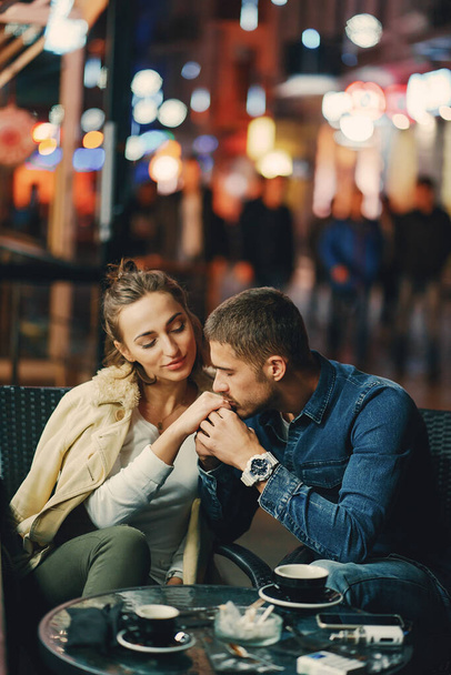 couple drinking coffee outside - Fotó, kép