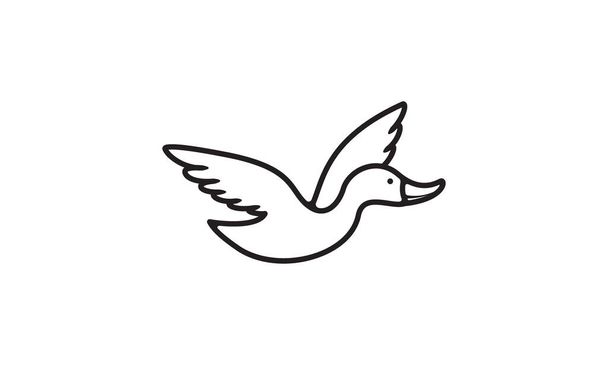 fly duck line vintage style logo design  - Vektor, Bild