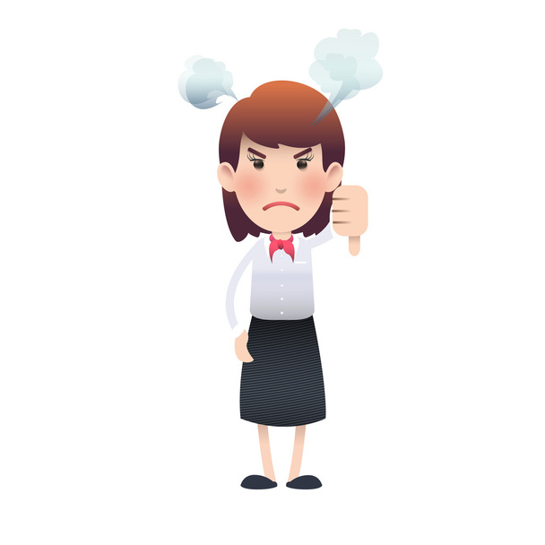 Unhappy woman with his thumb down over isolated background. Vector design. - Vector, Image