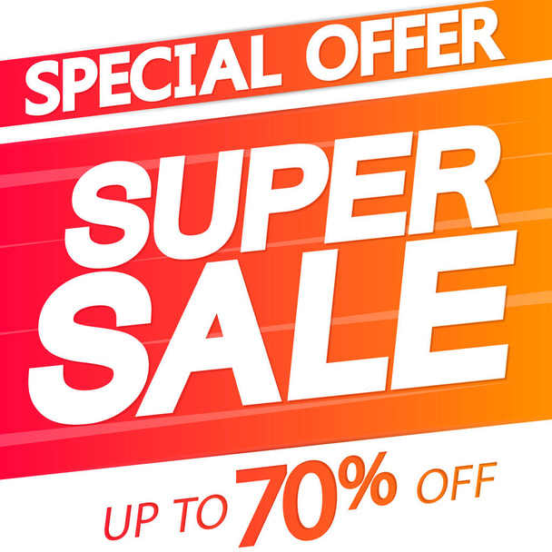 Modèle d'affiche Super Sale, offre spéciale, 70 % off, illustration vectorielle - Vecteur, image