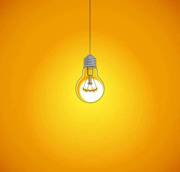 Light bulb illuminates background, creative layout with copy space for text, beautiful vector illustration. - Вектор,изображение