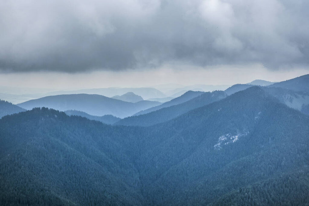 Low Tatras scenery from Sina peak, Slovak republic. Hiking theme. Seasonal natural scene. - Photo, Image