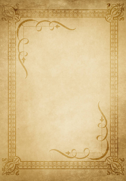 Old grunge paper with vintage border for design of text. - Foto, afbeelding
