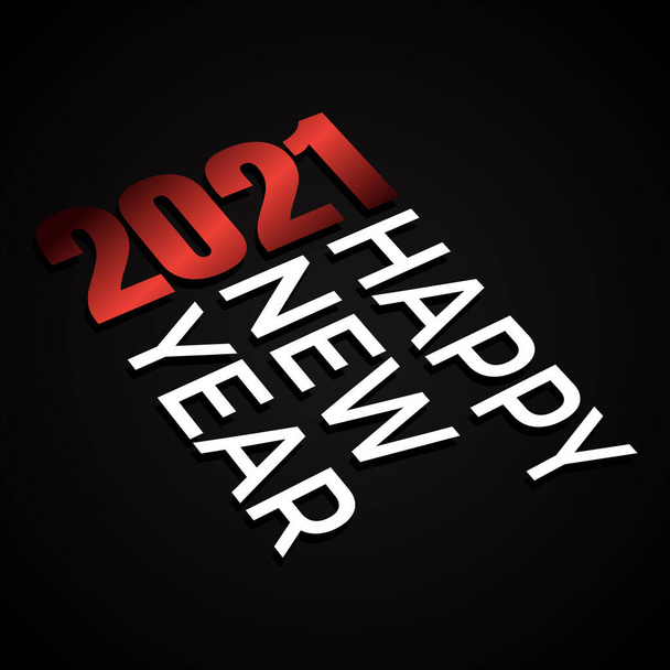 Feliz Año Nuevo 2021 texto colorido aislado sobre fondo negro. Plantilla de diseño del elemento Feliz Año Nuevo. Ilustración vectorial EPS.8 EPS.10 - Vector, imagen