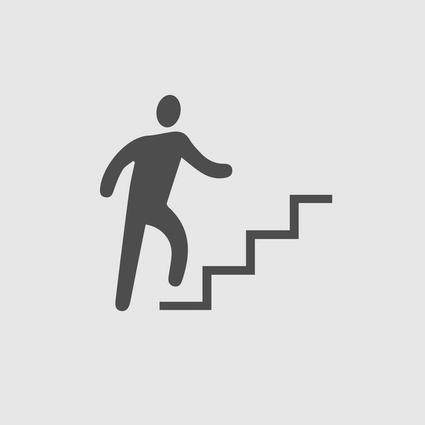 Metáfora del éxito profesional. Empresario en escaleras corriendo hasta icono de vector eps 10. - Vector, Imagen