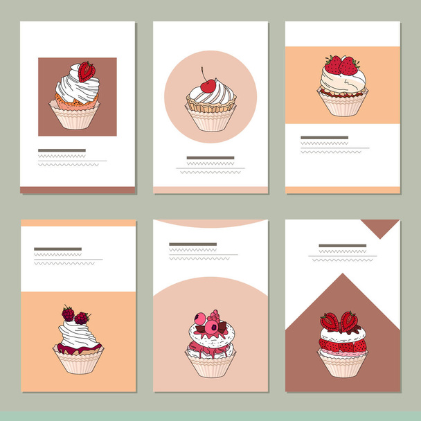 Set with different food templates. Cards for restaurant and cafe design, menu,, visit cards and advertisement - Fotó, kép