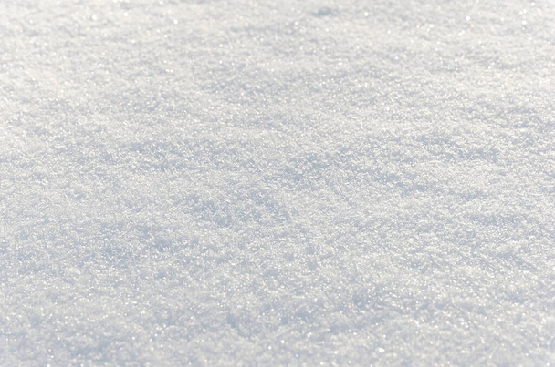 Blanco limpio brillante textura de fondo de nieve, textura de nieve fresca, primer plano de la superficie nevada - Foto, Imagen