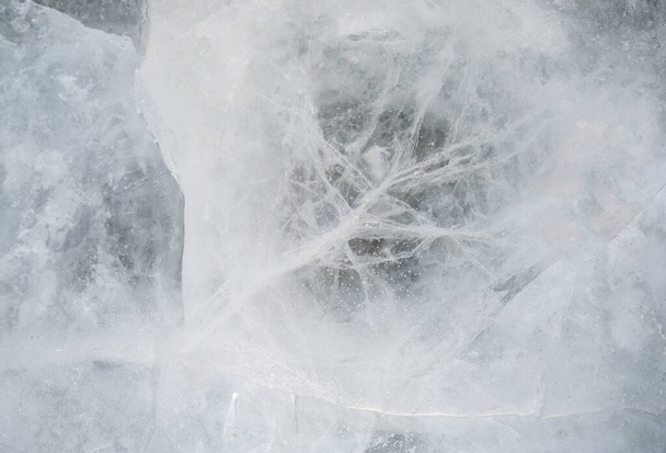 gebarsten ijs textuur closeup achtergrond - Foto, afbeelding