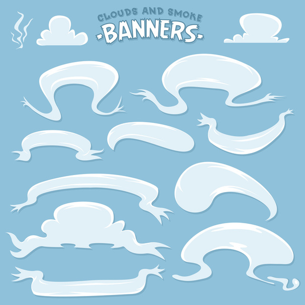 Cartoon wolken en rook banners - Vector, afbeelding