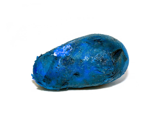a large blue potato tuber covered with mold and rot. Potato isolate on white background - Photo, Image