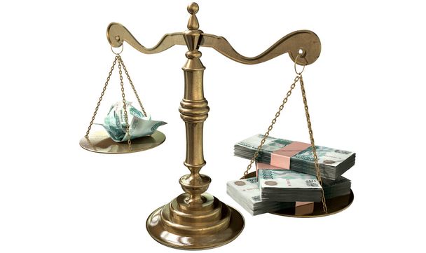 Ungleichheitsskalen der Gerechtigkeit Einkommensgefälle russland - Foto, Bild