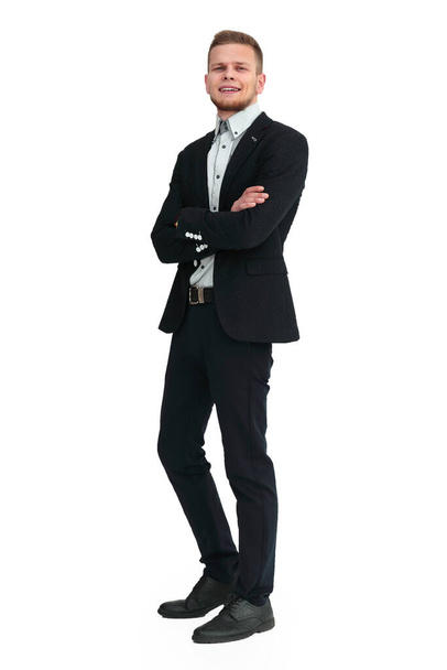 full-length. a young man in a business suit. - Foto, imagen