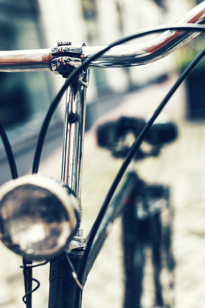 Closeup of bike handlebars and headlight - Photo, Image