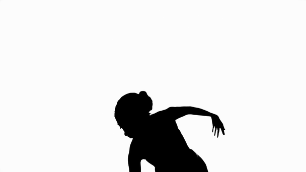 Silueta de bailarina gesto aislado en blanco  - Metraje, vídeo