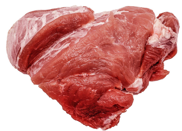 Kawałek świeżego surowego mięsa izolowany na białym tle - Zdjęcie, obraz
