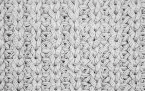 Textura pleteného svetru detailní up, bílá pletená vlna - Fotografie, Obrázek