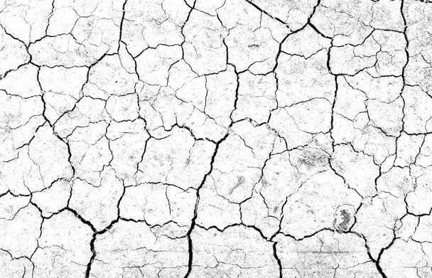 Fundo de terra seco e rachado branco da terra. Fechar o chão seco da fissura. Rachadura cinza na textura da terra. erosão - Foto, Imagem
