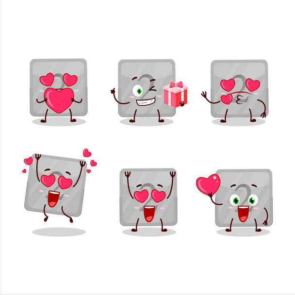 Silver first button cartoon character with love cute emoticon - ベクター画像