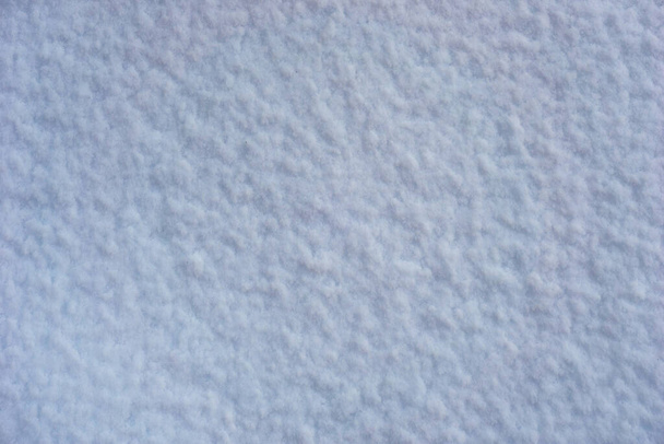 Bílá čistá sněhová textura, pozadí svěží sněhové textury v modrém tónu, drsný zasněžený povrch - Fotografie, Obrázek