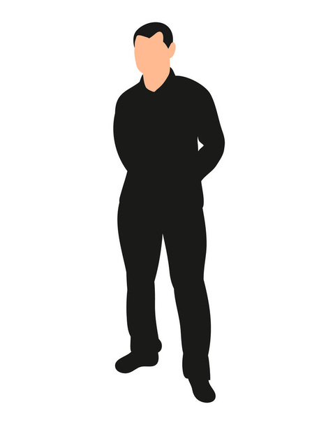 silhouette of a man standing, hands behind his back - Vector, Image