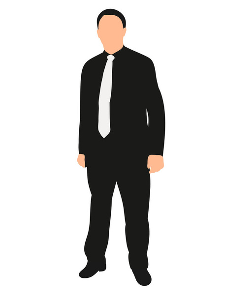 Vector, isolated silhouette of a man in a suit with a tie - Vektör, Görsel