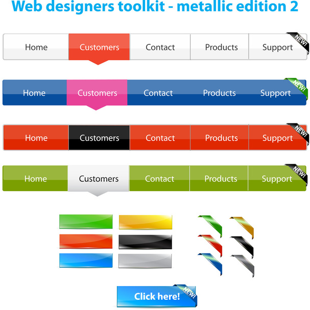 Web designers toolkit - metallic edition 2 - Вектор, зображення
