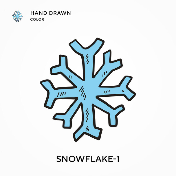 Snowflake-1 Hand drawn color icon. Modern vector illustration concepts. Easy to edit and customize - Vektori, kuva