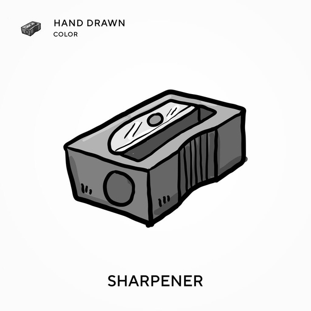 Sharpener Hand getekend kleurpictogram. Moderne vector illustratie concepten. Eenvoudig te bewerken en aan te passen - Vector, afbeelding