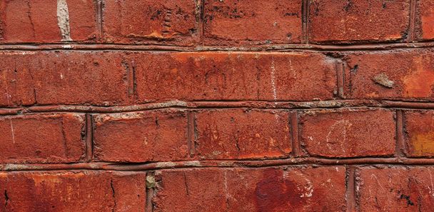 fragment of an old red brick wall background, grunge - Foto, imagen