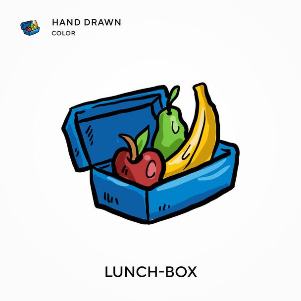Lunch-box Icona a colori disegnata a mano. Concetti moderni di illustrazione vettoriale. Facile da modificare e personalizzare - Vettoriali, immagini