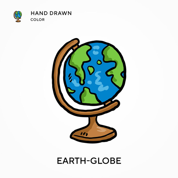 Піктограма кольору, намальована рукою земної кулі. Сучасні векторні ілюстрації концепції. Простий у редагуванні та налаштуванні
 - Вектор, зображення