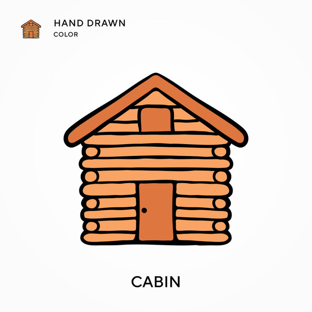 Kabin kézzel rajzolt színes ikon. Modern vektor illusztráció fogalmak. Könnyű szerkeszteni és testre szabni - Vektor, kép