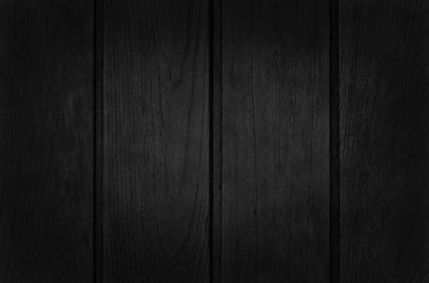 Black wooden wall background, texture of dark bark wood with old natural pattern for design art work, top view of grain timber. - Photo, Image