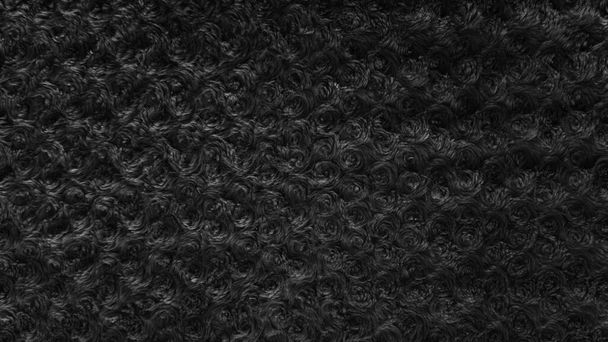 μαύρο μαλλί υφή φόντο, μαλλί βαμβάκι, σκούρο φυσικό μαλλί προβάτου, μαύρο αφράτο γούνα, θραύσμα γκρι χαλί, γκρί close-up μαλλί με λεπτομέρεια υφαντό μοτίβο, εργοστάσιο ύφασμα υλικό με συστροφή - Φωτογραφία, εικόνα
