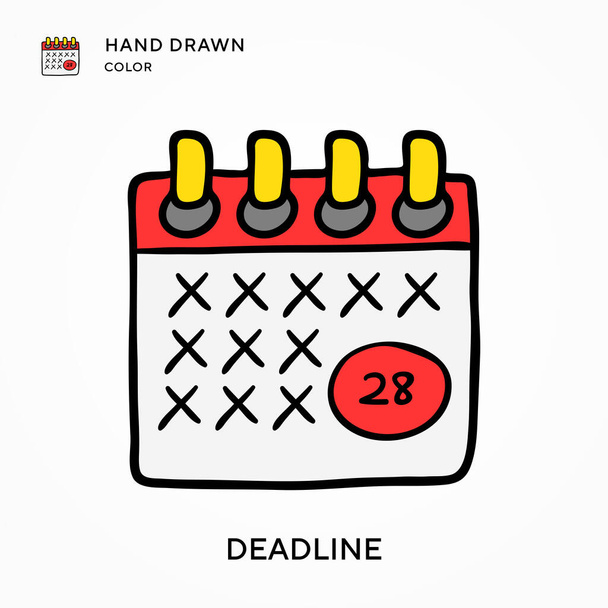 Deadline Hand drawn color icon. Modern vector illustration concepts. Easy to edit and customize - Vector, Image