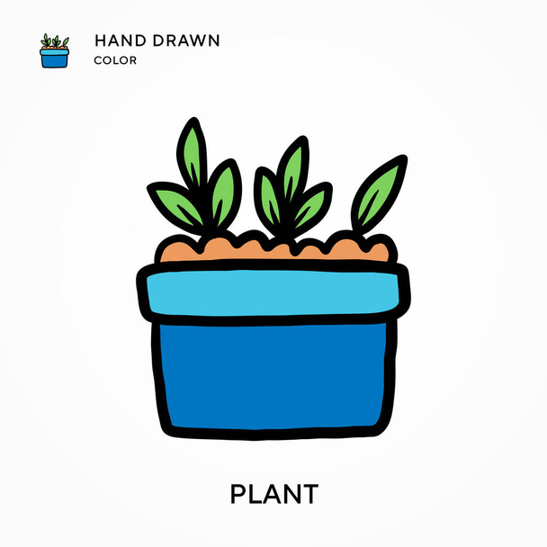 Pflanze Handgezeichnetes Farbsymbol. Moderne Konzepte zur Vektorillustration. Einfach zu bearbeiten und anzupassen - Vektor, Bild