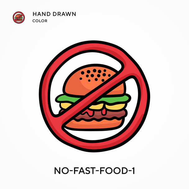 No-fast-food-1手描きカラーアイコン。現代のベクトル図の概念。編集とカスタマイズが簡単 - ベクター画像