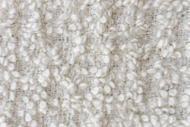 Textura de tecido branco com pedaços de lã, capa de lã branca - Foto, Imagem