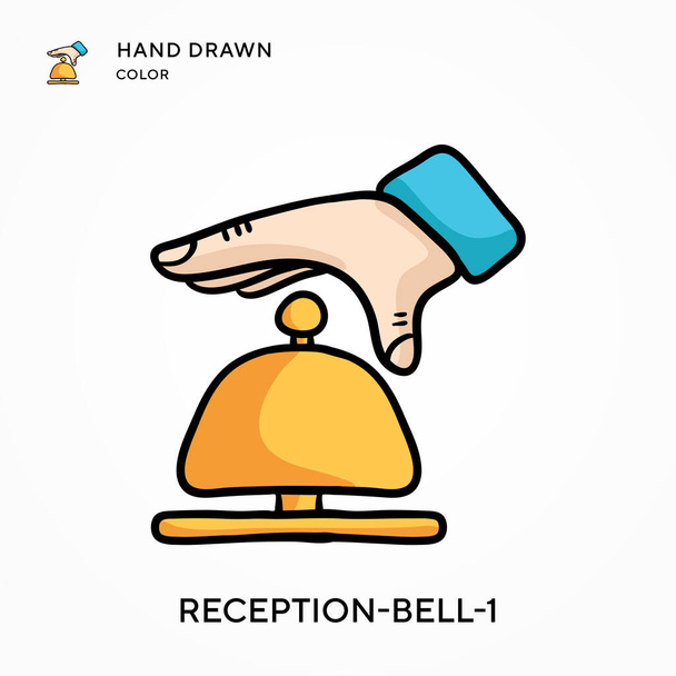 Receptie-bel-1 Hand getekende kleur pictogram. Moderne vector illustratie concepten. Eenvoudig te bewerken en aan te passen - Vector, afbeelding