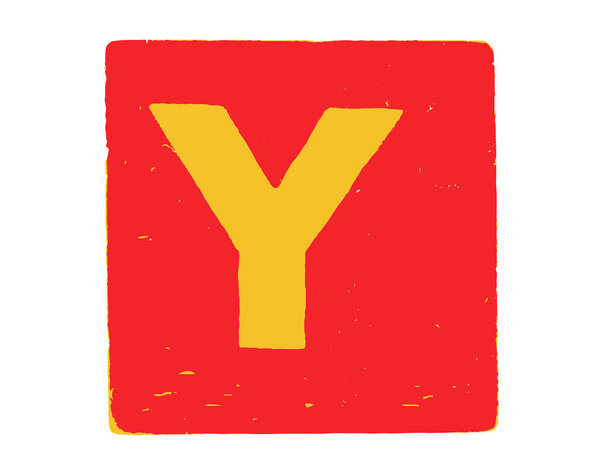 Alphabet letter cube with capital letter Y on a red background - Valokuva, kuva