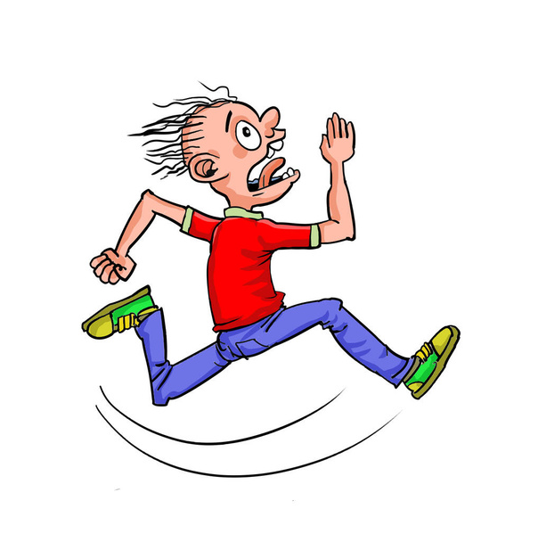 Um rapaz a correr de medo - Vetor, Imagem