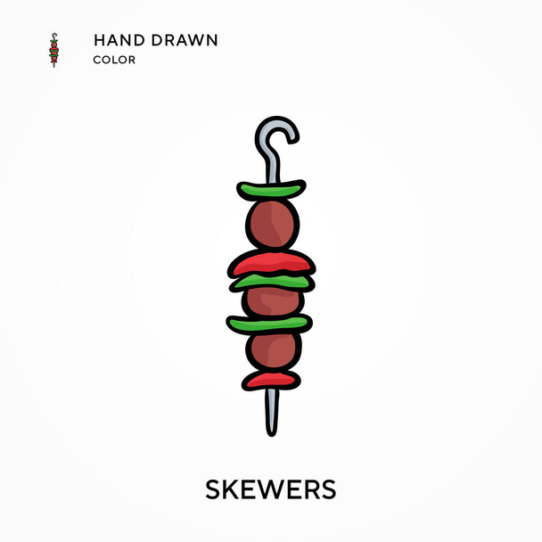 Skewers Hand drawn color icon. Modern vector illustration concepts. Easy to edit and customize - Vector, Image