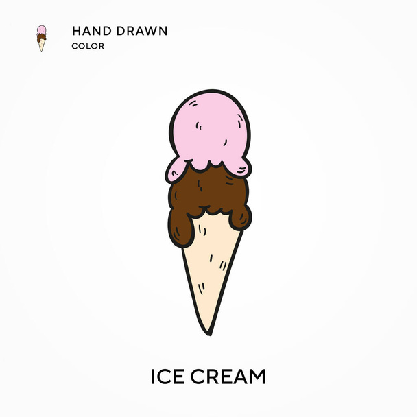 Crème glacée Icône couleur dessinée à la main. Concepts modernes d'illustration vectorielle. Facile à modifier et à personnaliser - Vecteur, image