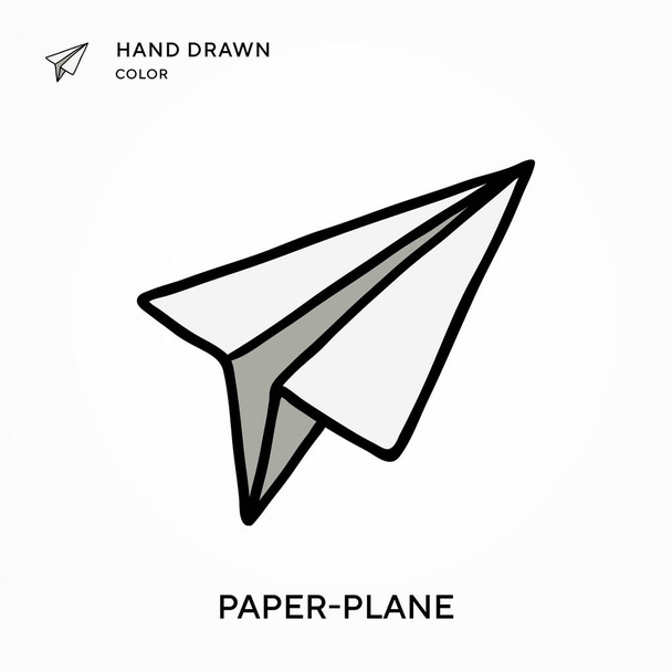 Паперовий літак Піктограма кольору, намальована вручну. Сучасні векторні ілюстрації концепції. Простий у редагуванні та налаштуванні
 - Вектор, зображення