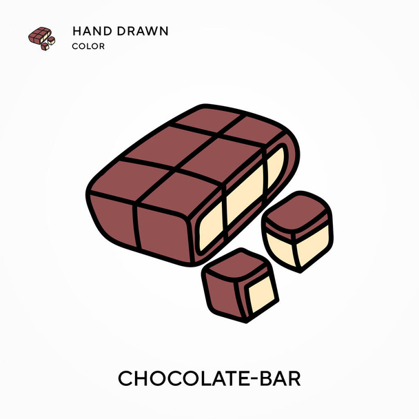 Chocolate-bar Hand drawn color icon. Modern vector illustration concepts. Easy to edit and customize - Vector, Image