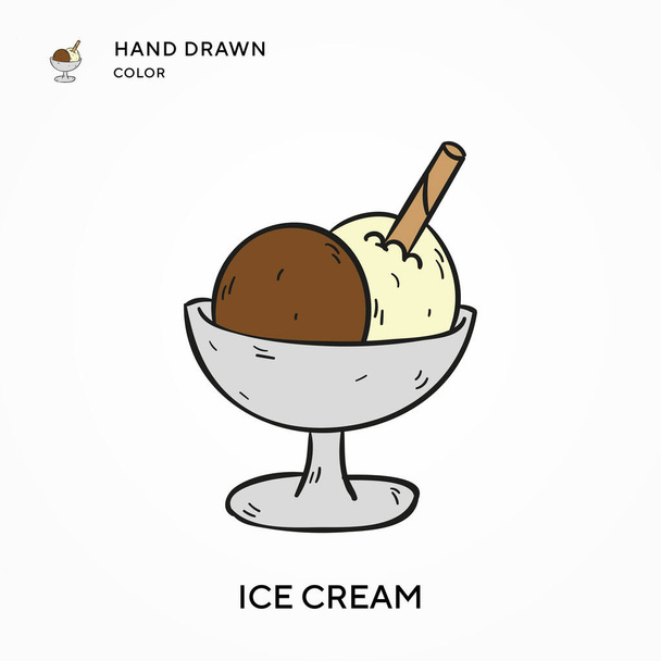 Ice cream Hand drawn color icon. Modern vector illustration concepts. Easy to edit and customize - Vector, Image