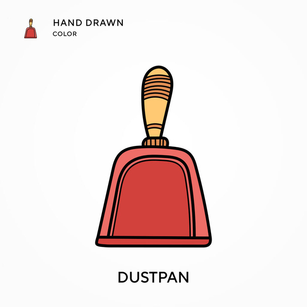 Dustpan Χέρι ζωγραφισμένο χρώμα εικονίδιο. Σύγχρονες έννοιες διανυσματικής απεικόνισης. Εύκολο να επεξεργαστείτε και να προσαρμόσετε - Διάνυσμα, εικόνα
