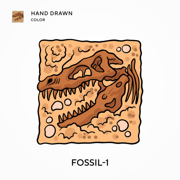 Fossiili-1 Käsin piirretty väri kuvake. Nykyaikaiset vektorikuvauskäsitteet. Helppo muokata ja muokata - Vektori, kuva