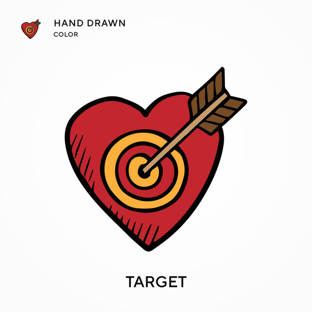 Target Hand drawn color icon. Modern vector illustration concepts. Easy to edit and customize - Vector, Image